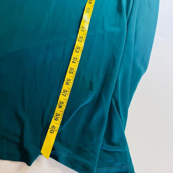 David Meister One Shoulder Ruffle Trim Maxi Dress Size 14 NWT Green - Picture 10 of 11